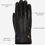 Harvey (noir) - Gants en peau de chèvre avec luxueuse doublure en laine & fonction écran tactile - Schwartz & von Halen FR - Gants en Cuir - 12