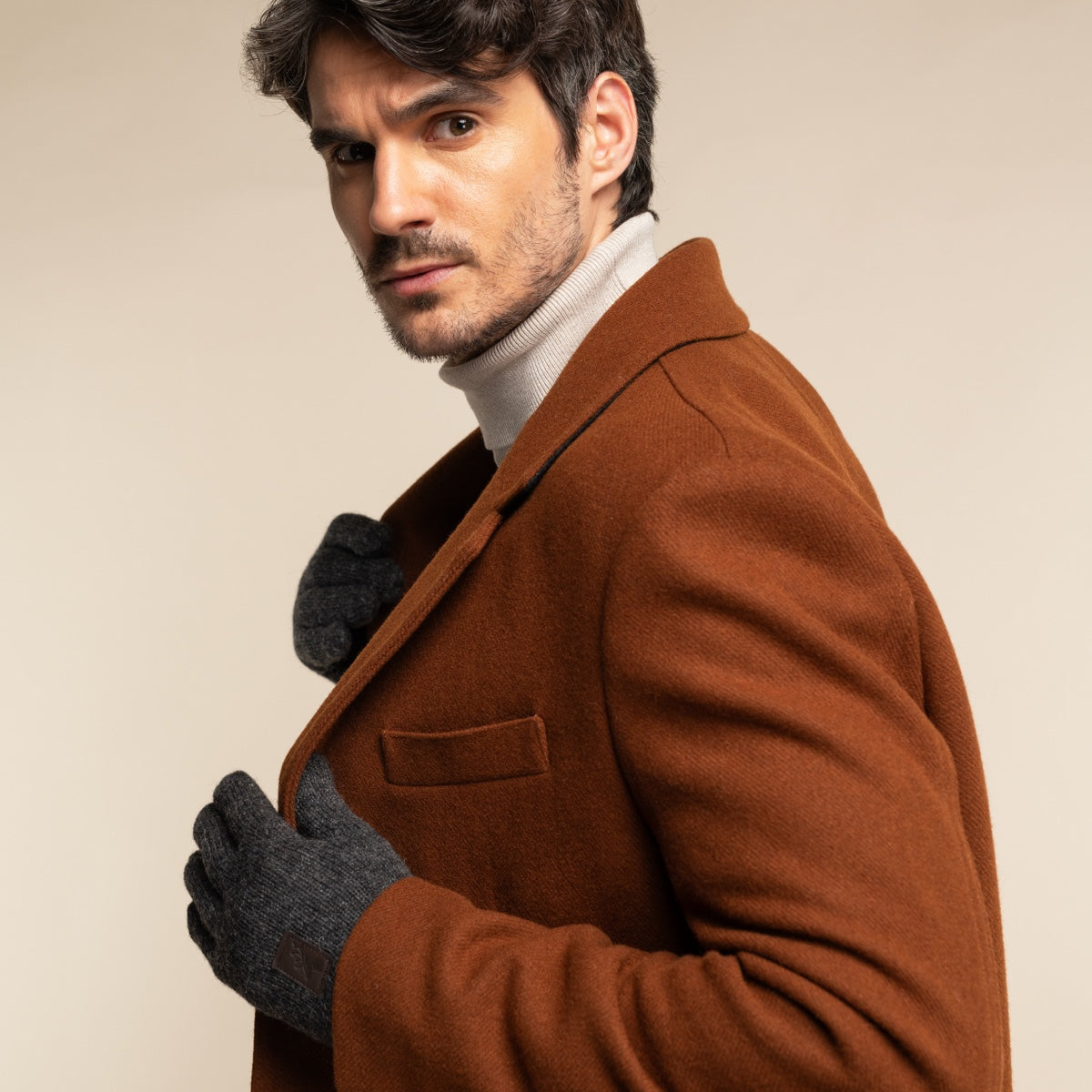 Hudson (gris foncé) - Gants en tricot de laine Shetland et doublure en polaire - Gants en tricot - 9