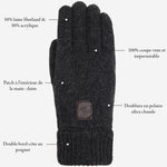 Hudson (gris foncé) - Gants en tricot de laine Shetland et doublure en polaire - Gants en tricot - 11