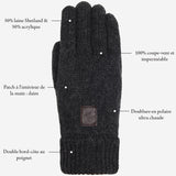 Hudson (gris foncé) - Gants en tricot de laine Shetland et doublure en polaire - Gants en tricot - 11