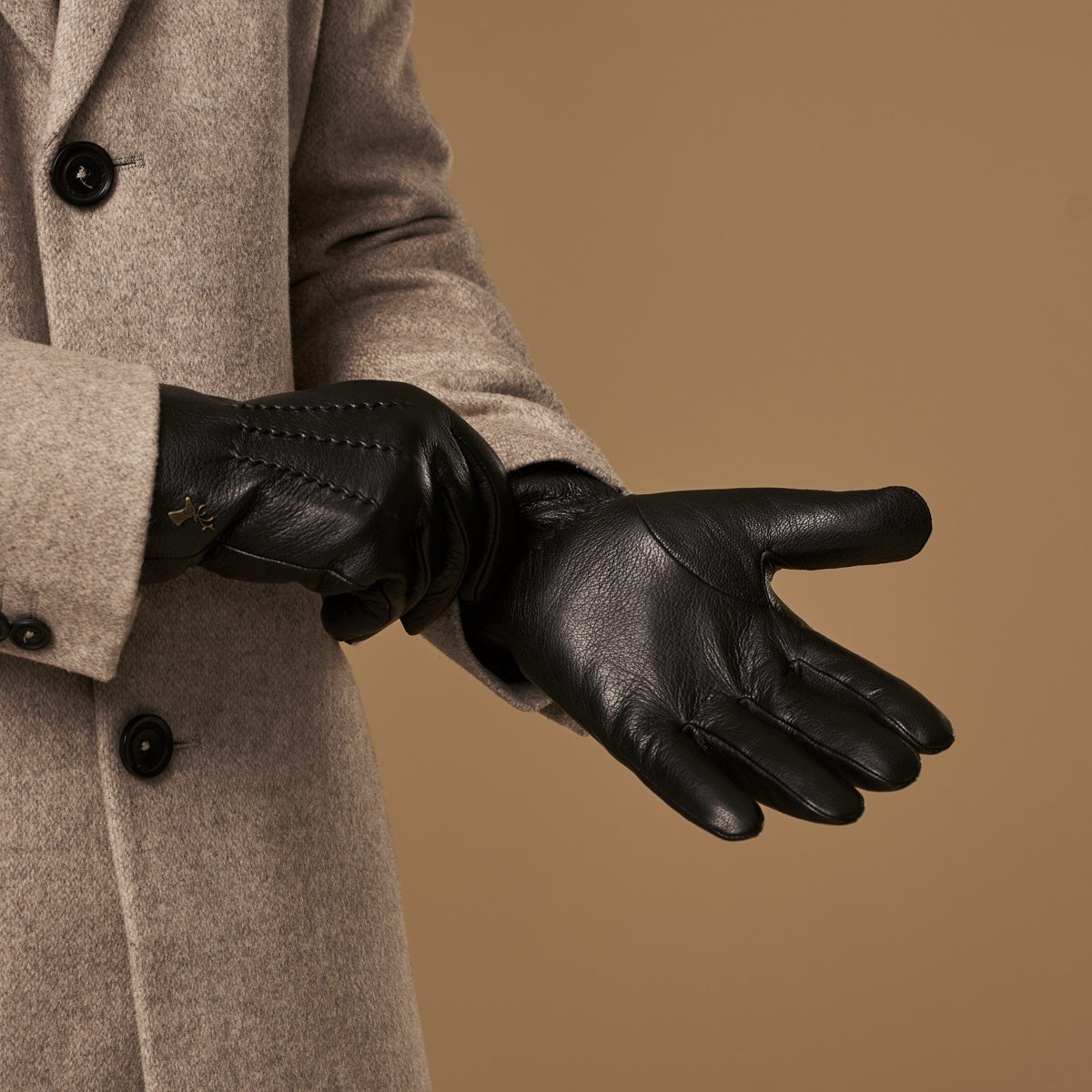 Hunter (noir) - Gants tactiles en cuir de chèvre et doublure en laine d'agneau - Schwartz & von Halen FR - Gants en Cuir - 7