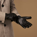 Hunter (noir) - Gants tactiles en cuir de chèvre et doublure en laine d'agneau - Schwartz & von Halen FR - Gants en Cuir - 7