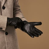 Hunter (noir) - Gants tactiles en cuir de chèvre et doublure en laine d'agneau - Schwartz & von Halen FR - Gants en Cuir - 7