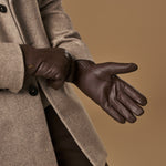 Hunter (marron) - Gants tactiles en cuir de chèvre et doublure en laine d'agneau - Schwartz & von Halen FR - Gants en Cuir - 11