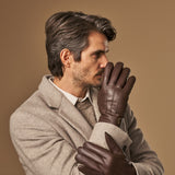 Hunter (marron) - Gants tactiles en cuir de chèvre et doublure en laine d'agneau - Schwartz & von Halen FR - Gants en Cuir - 12