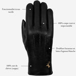 Hunter (noir) - Gants tactiles en cuir de chèvre et doublure en laine d'agneau - Schwartz & von Halen FR - Gants en Cuir - 15
