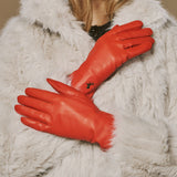 Ivy (orange) – Gants en cuir de mouton doublés de laine/cachemire et fonction tactile