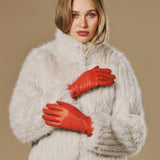 Ivy (orange) – Gants en cuir de mouton doublés de laine/cachemire et fonction tactile