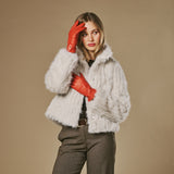 Ivy (orange) – Gants en cuir de mouton doublés de laine/cachemire et fonction tactile