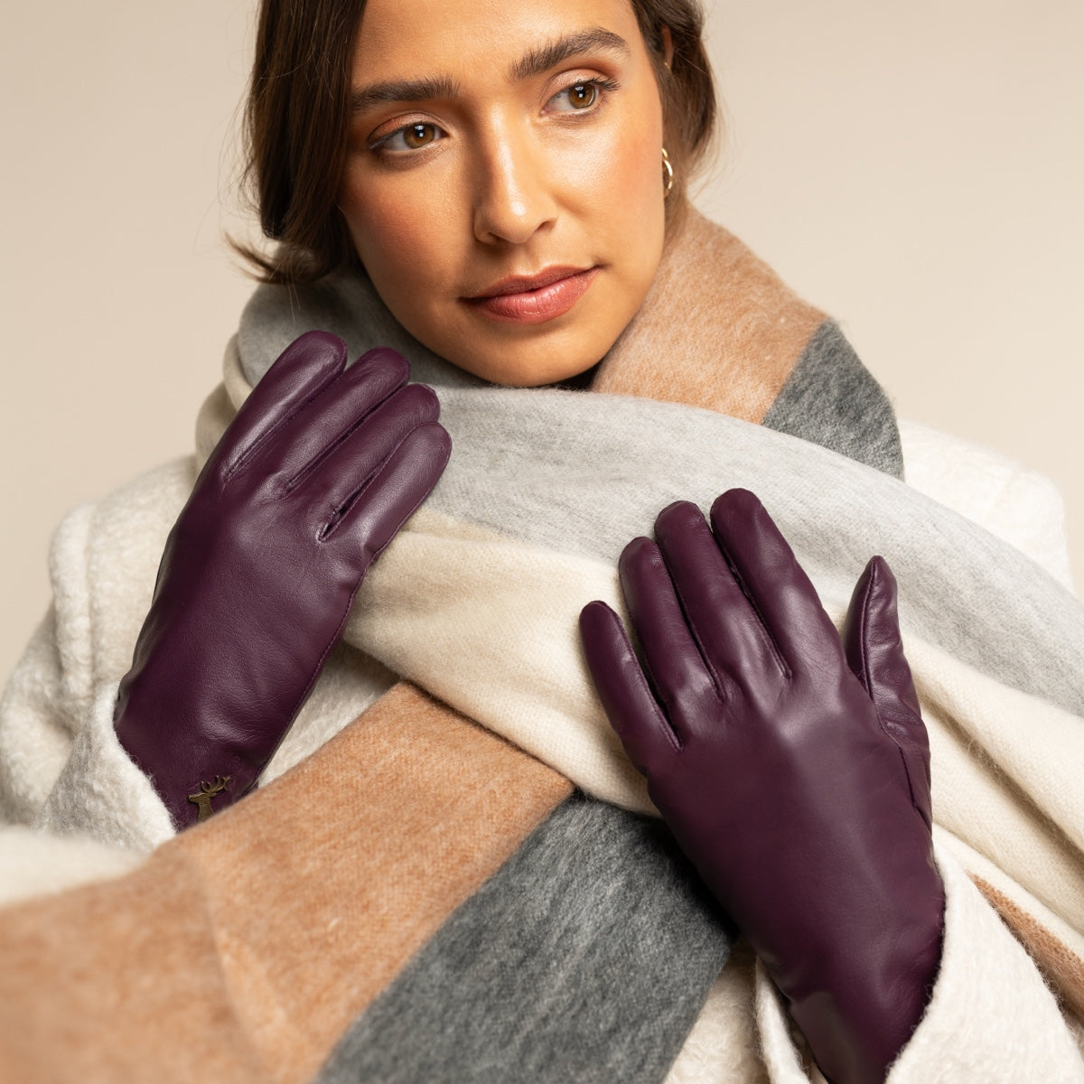 Ivy (violet) - Gants en peau de mouton avec doublure en laine/cachemire & fonction écran tactile - Schwartz & von Halen FR - Gants en Cuir - 6