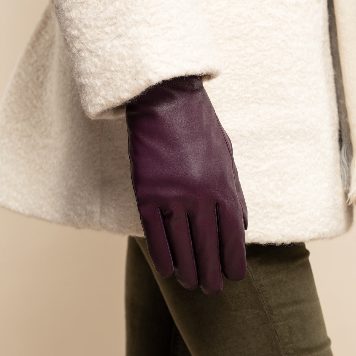 Ivy (violet) - Gants en peau de mouton avec doublure en laine/cachemire & fonction écran tactile - Schwartz & von Halen FR - Gants en Cuir - 9