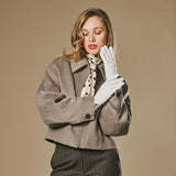 Ivy (blanc) – Gants en cuir de mouton doublés de laine/cachemire et fonction tactile