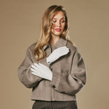 Ivy (blanc) – Gants en cuir de mouton doublés de laine/cachemire et fonction tactile