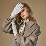 Ivy (blanc) – Gants en cuir de mouton doublés de laine/cachemire et fonction tactile