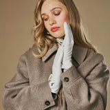 Ivy (blanc) – Gants en cuir de mouton doublés de laine/cachemire et fonction tactile