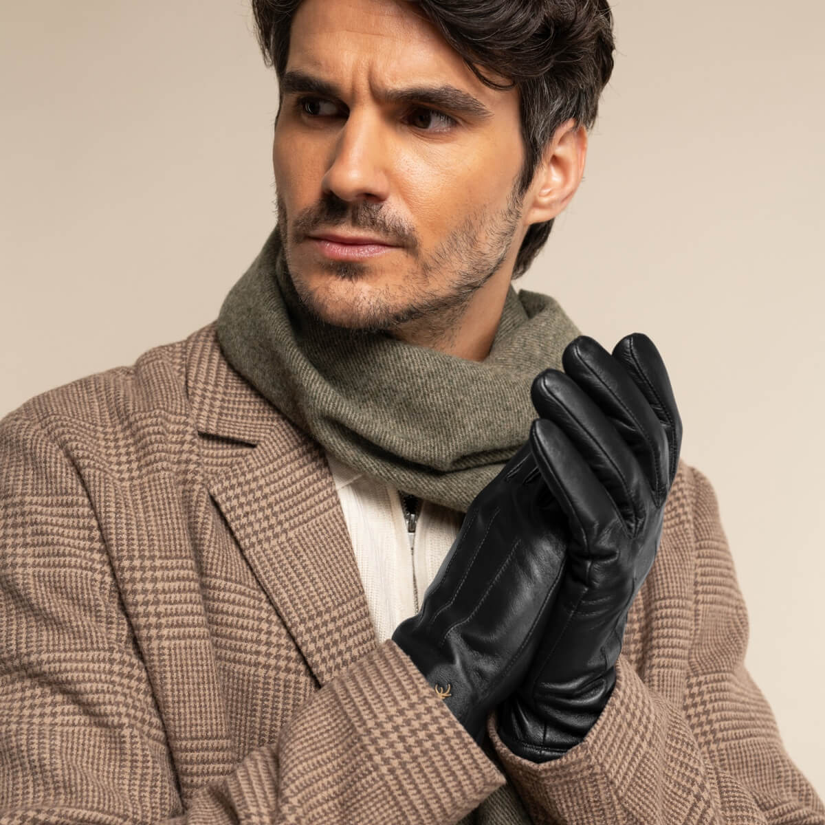 Jake (noir) - Gants en peau de mouton avec doublure chaude en polaire et fonction écran tactile - Schwartz & von Halen FR - Gants en Cuir - 6