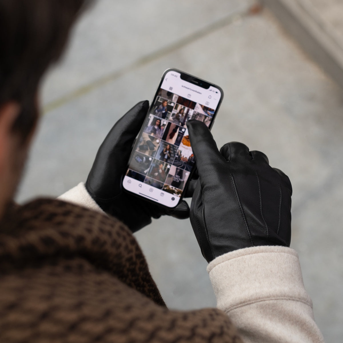 Jake (noir) - Gants en peau de mouton avec doublure chaude en polaire et fonction écran tactile - Schwartz & von Halen FR - Gants en Cuir - 5