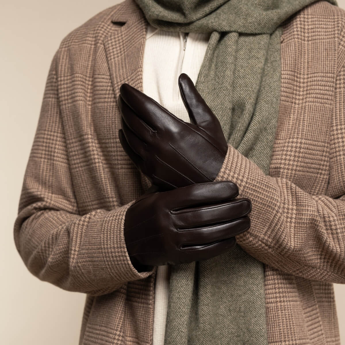 Jake (marron foncé) - Gants en peau de mouton avec doublure chaude en polaire et fonction écran tactile - Schwartz & von Halen FR - Gants en Cuir - 9