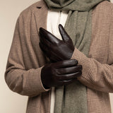 Jake (marron foncé) - Gants en peau de mouton avec doublure chaude en polaire et fonction écran tactile - Schwartz & von Halen FR - Gants en Cuir - 9