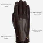 Jake (marron foncé) - Gants en peau de mouton avec doublure chaude en polaire et fonction écran tactile - Schwartz & von Halen FR - Gants en Cuir - 12
