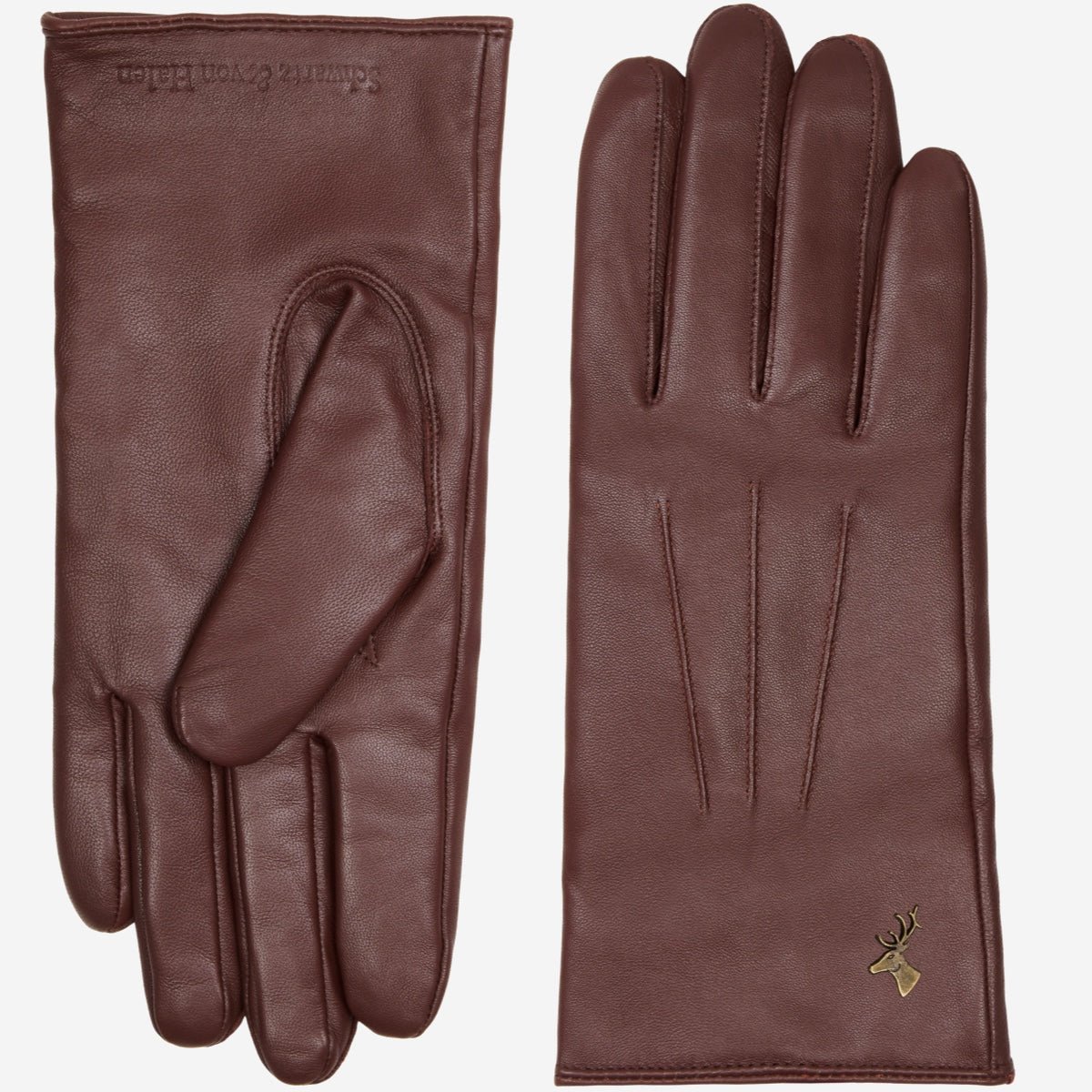 James (marron) – Gants classiques en cuir de mouton avec doublure luxueuse en cachemire et fonction tactile - Schwartz & von Halen FR - Gants en Cuir - 2