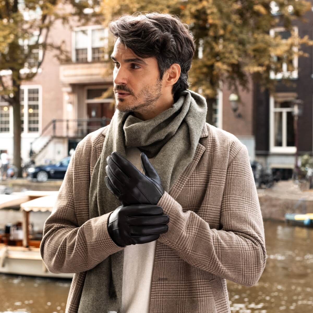 James (noir) – Gants classiques en cuir de mouton avec doublure luxueuse en cachemire et fonction tactile - Schwartz & von Halen FR - Gants en Cuir - 8