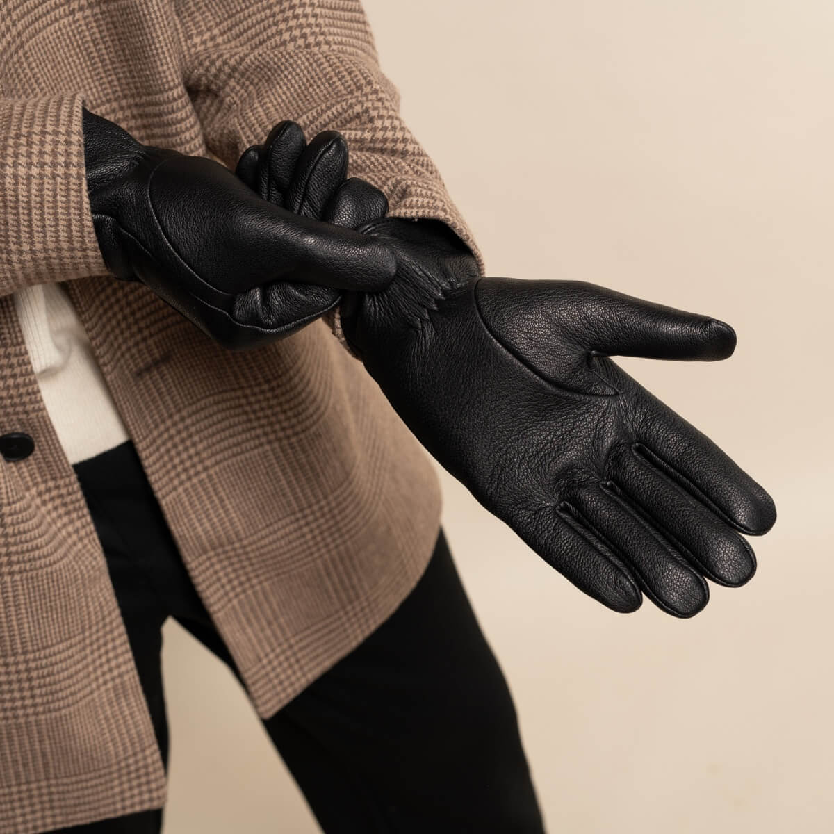 Jaxon (noir) - Gants en peau de chèvre avec luxueuse doublure en fausse fourrure & fonction écran tactile - Schwartz & von Halen FR - Gants en Cuir - 13