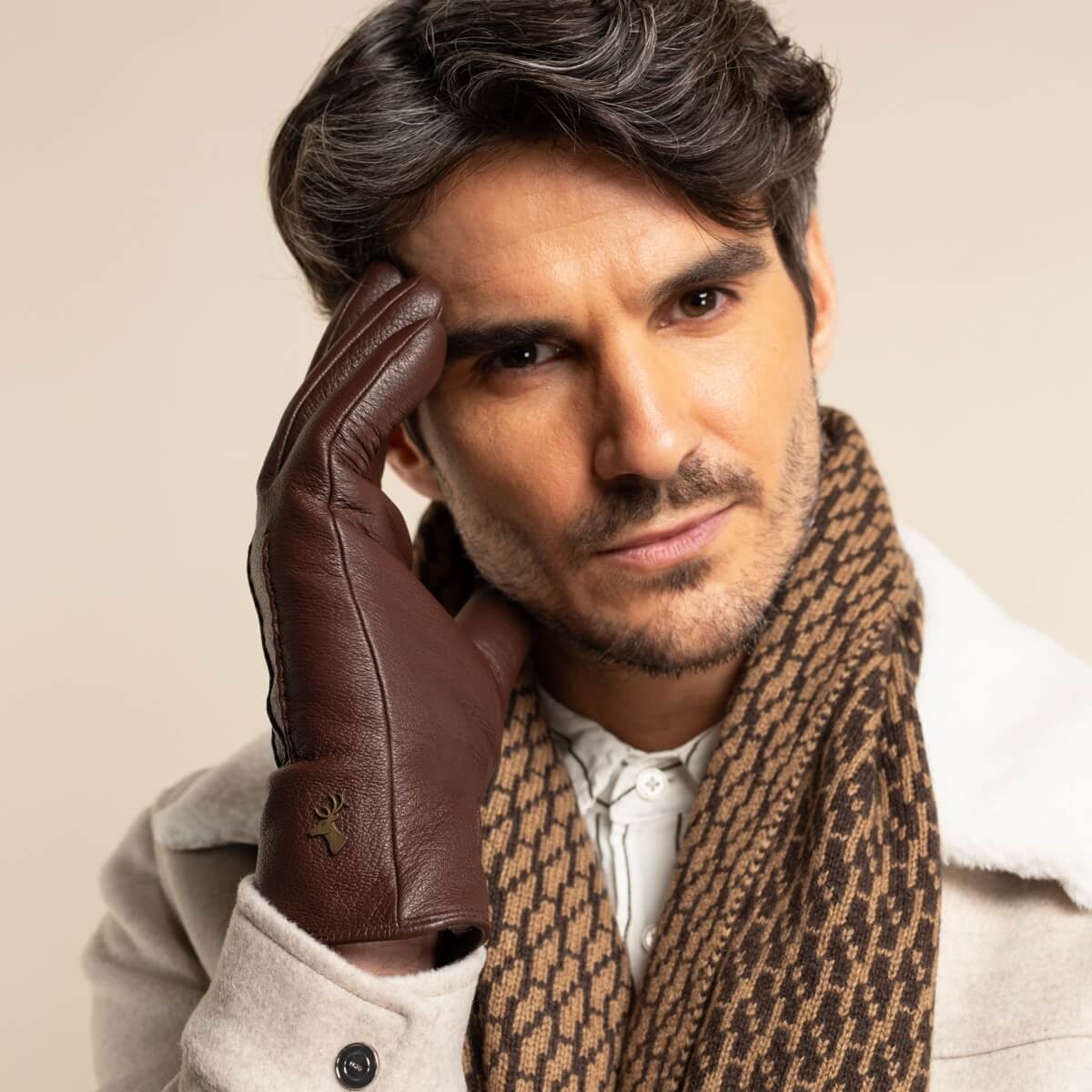 Jaxon (marron)  - Gants en peau de chèvre avec luxueuse doublure en fausse fourrure & fonction écran tactile  - Schwartz & von Halen FR - Gants en Cuir - 10