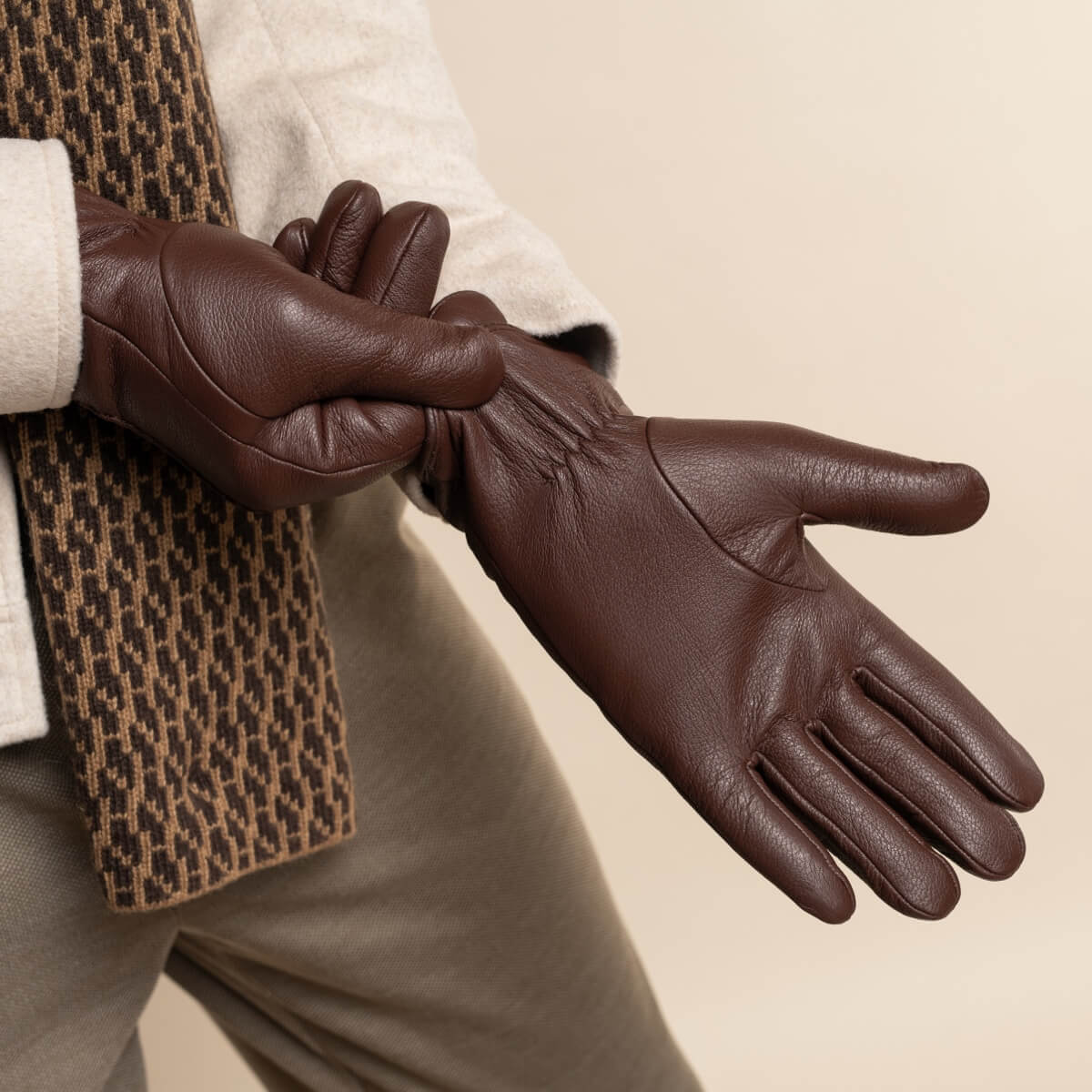 Jaxon (marron)  - Gants en peau de chèvre avec luxueuse doublure en fausse fourrure & fonction écran tactile  - Schwartz & von Halen FR - Gants en Cuir - 11
