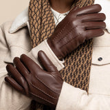 Jaxon (marron)  - Gants en peau de chèvre avec luxueuse doublure en fausse fourrure & fonction écran tactile  - Schwartz & von Halen FR - Gants en Cuir - 13