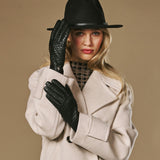 Josephine (noir) – Gants à motif tressé doublés de laine et fonction tactile