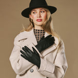 Josephine (noir) – Gants à motif tressé doublés de laine et fonction tactile