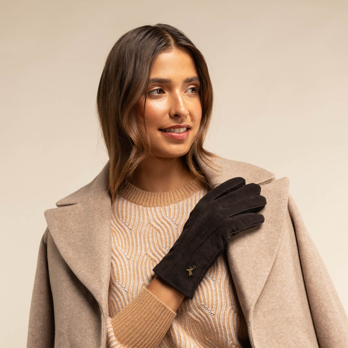 Josie (marron) - Gants en cuir de chèvre avec luxueuse fourrure de mouton - Schwartz & von Halen FR - Gants en Cuir - 5