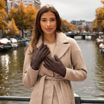 Julia (marron) - Gants en peau de chèvre avec luxueuse doublure en fausse fourrure & fonction écran tactile - Schwartz & von Halen FR - Gants en Cuir - 6