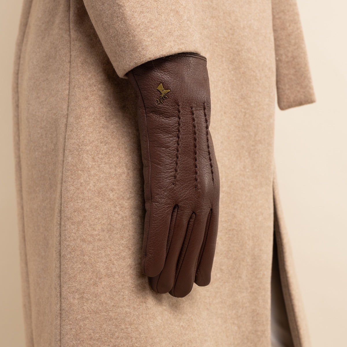 Julia (marron) - Gants en peau de chèvre avec luxueuse doublure en fausse fourrure & fonction écran tactile - Schwartz & von Halen FR - Gants en Cuir - 9