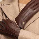 Julia (marron) - Gants en peau de chèvre avec luxueuse doublure en fausse fourrure & fonction écran tactile - Schwartz & von Halen FR - Gants en Cuir - 11
