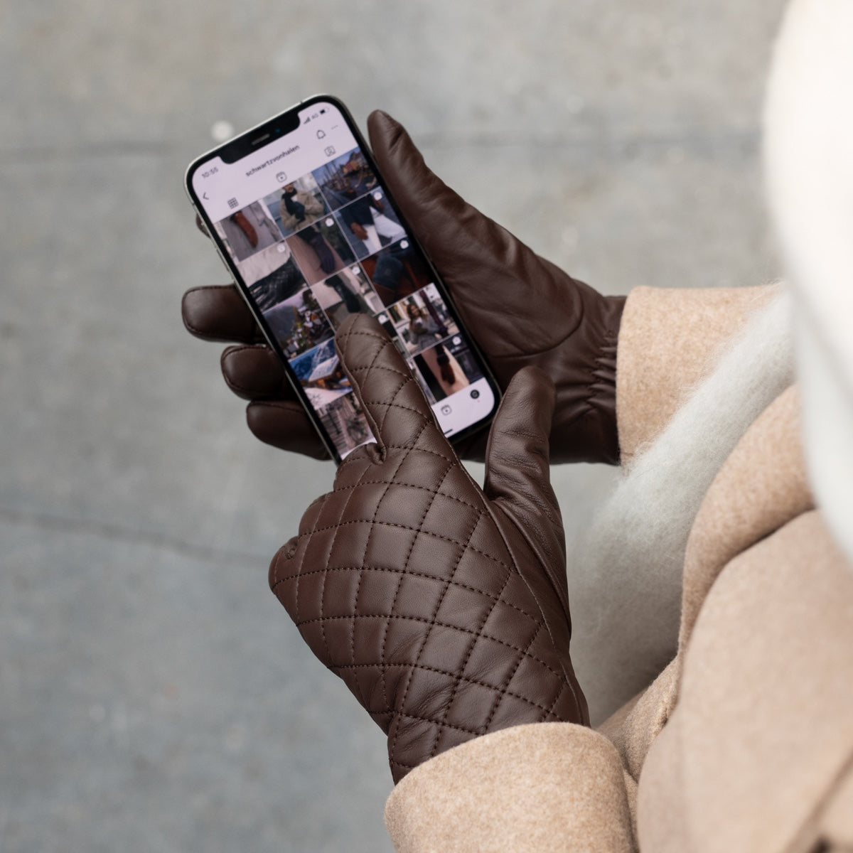 Kira (marron) - Gants en peau de mouton avec doublure en laine/cachemire & fonction écran tactile - Schwartz & von Halen FR - Gants en Cuir - 6