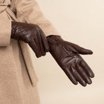 Kira (marron) - Gants en peau de mouton avec doublure en laine/cachemire & fonction écran tactile - Schwartz & von Halen FR - Gants en Cuir - 11