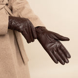 Kira (marron) - Gants en peau de mouton avec doublure en laine/cachemire & fonction écran tactile - Schwartz & von Halen FR - Gants en Cuir - 11