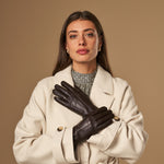 Lily (marron foncé) - Gants en peau de mouton avec doublure chaude en polaire & fonction écran tactile - Schwartz & von Halen FR - Gants en Cuir - 5