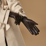 Lily (marron foncé) - Gants en peau de mouton avec doublure chaude en polaire & fonction écran tactile - Schwartz & von Halen FR - Gants en Cuir - 7