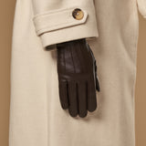 Lily (marron foncé) - Gants en peau de mouton avec doublure chaude en polaire & fonction écran tactile - Schwartz & von Halen FR - Gants en Cuir - 9