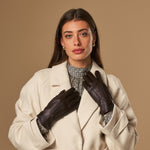 Lily (marron foncé) - Gants en peau de mouton avec doublure chaude en polaire & fonction écran tactile - Schwartz & von Halen FR - Gants en Cuir - 10