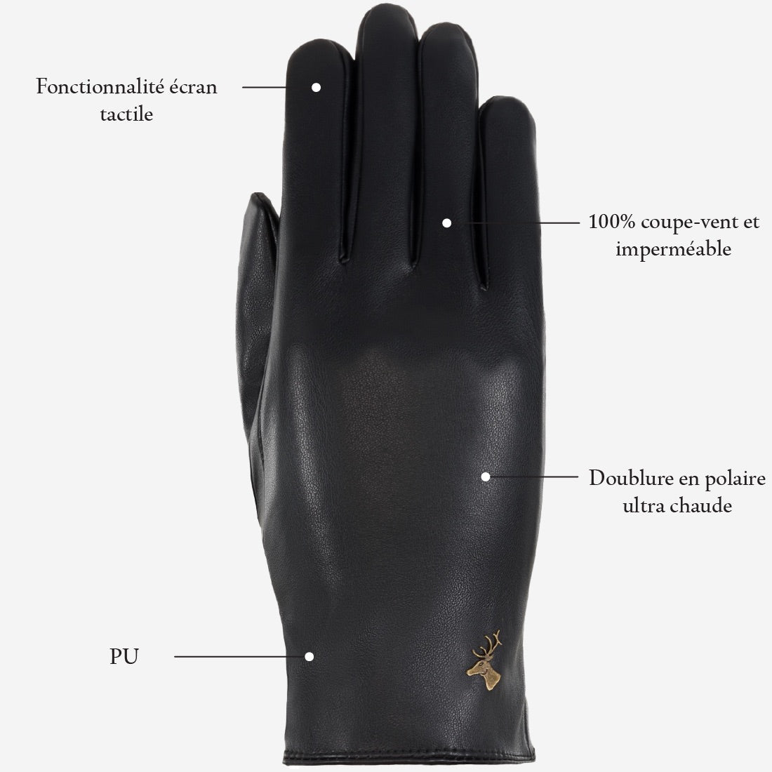 Luna - Gants en PU avec doublure en polaire et fonction écran tactile - Schwartz & von Halen FR - Gants en Cuir - 12