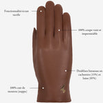 Ivy (cognac) - Gants tactiles en cuir de mouton et doublure en laine/cachemire - Schwartz & von Halen FR - Gants en Cuir - 10