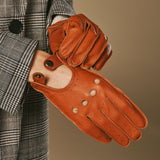 Marley (cognac) – Luxueux gants de conduite en cuir de cerf américaine
