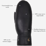 Mia - Moufles tactiles élégantes en cuir et doublure luxueuse en laine d'agneau - Schwartz & von Halen FR - Gants en Cuir - 9