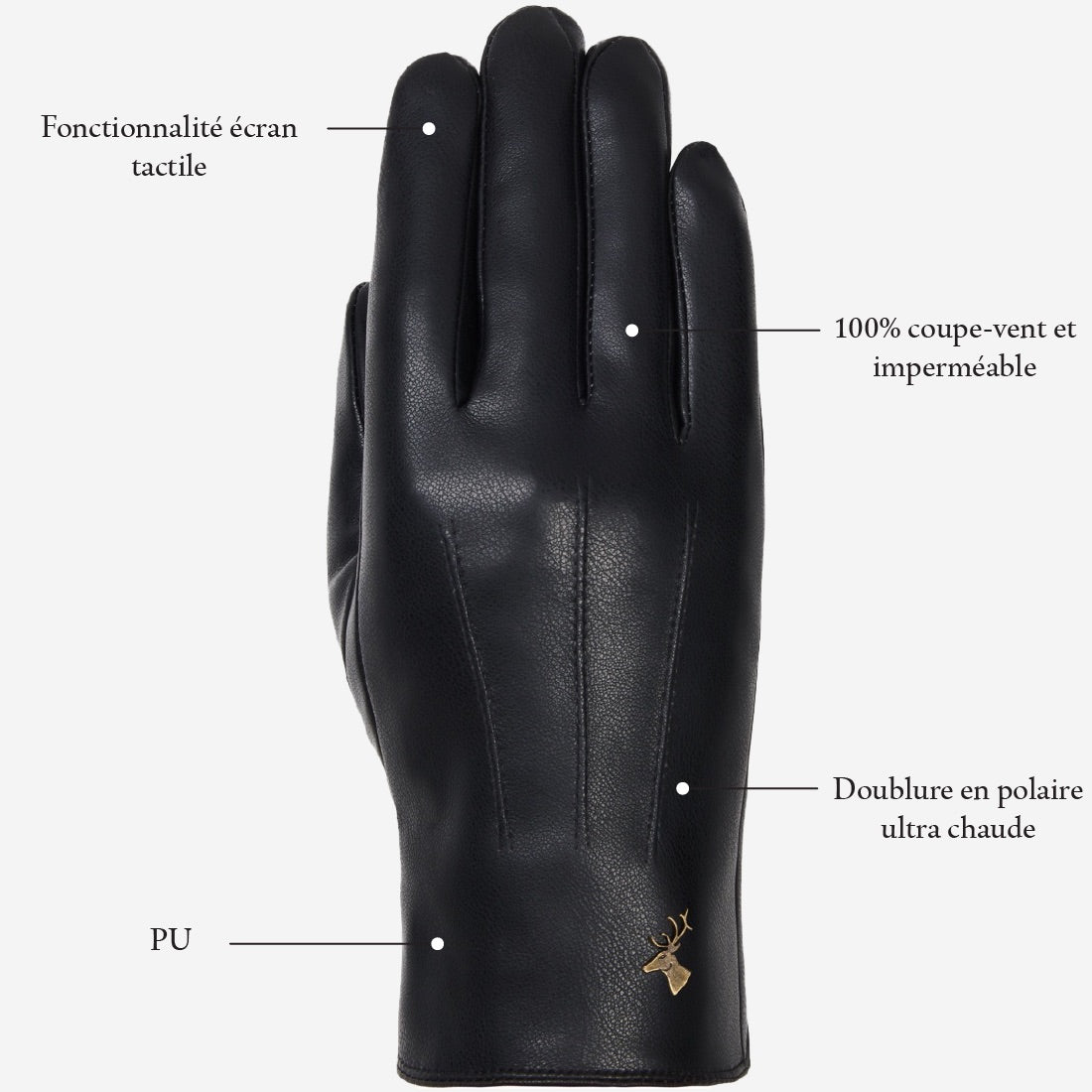 Musk - Gants en PU avec doublure en polaire et fonction écran tactile - Schwartz & von Halen FR - Gants en Cuir - 12