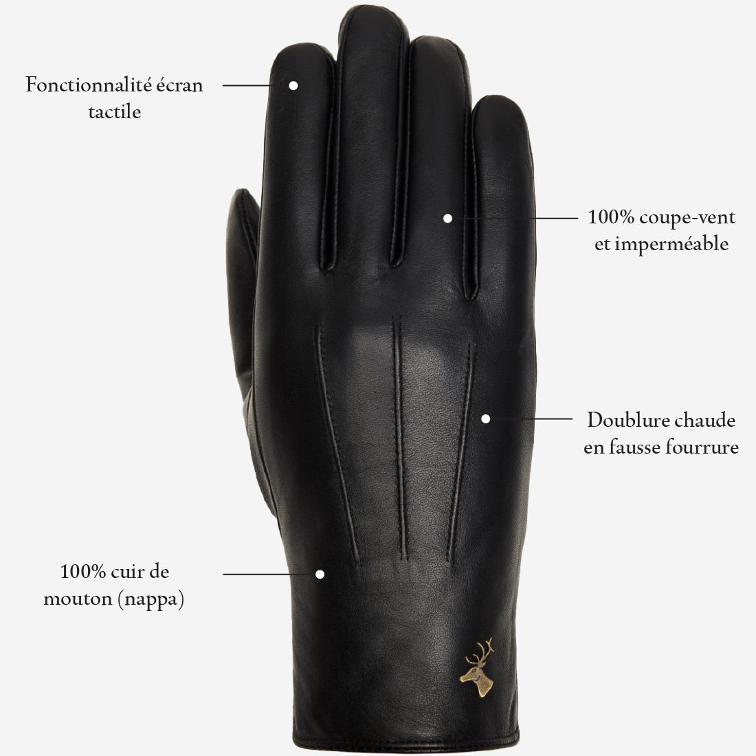Olivia - Gants en peau de mouton avec luxueuse doublure en fausse fourrure & fonction écran tactile  - Schwartz & von Halen FR - Gants en Cuir - 13