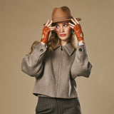 Robyn (cognac) – luxueux gants de conduite sans doigts en cuir de cerf américain